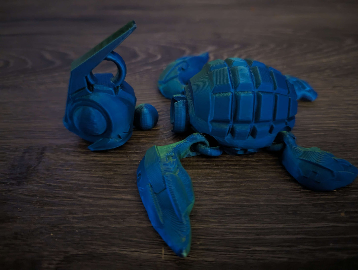 Grenade Turtle, Articulated. Head Pop Off, 3d Print