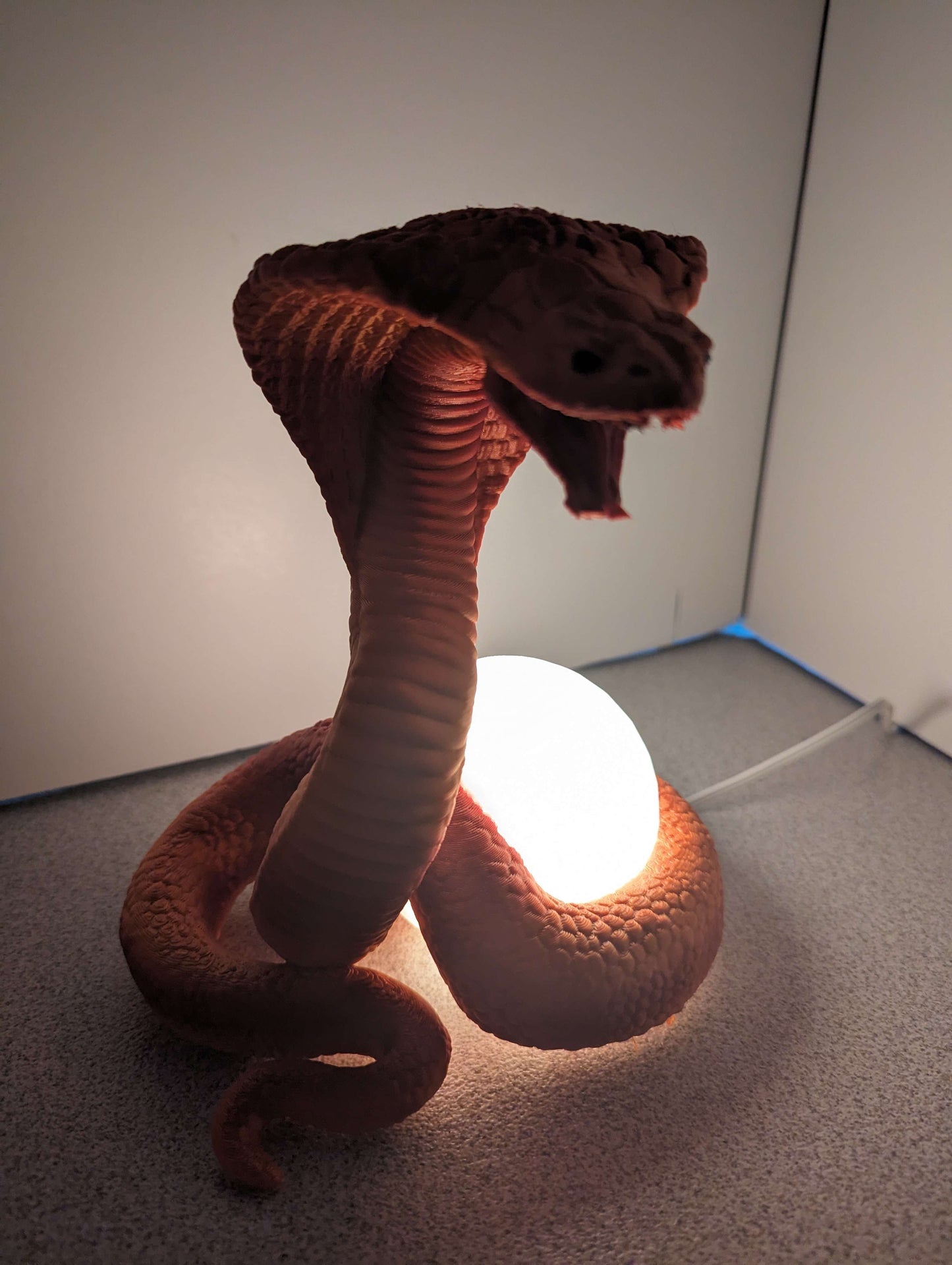 Coiled Snake Lamp, Night Light, with Illuminated Orb
