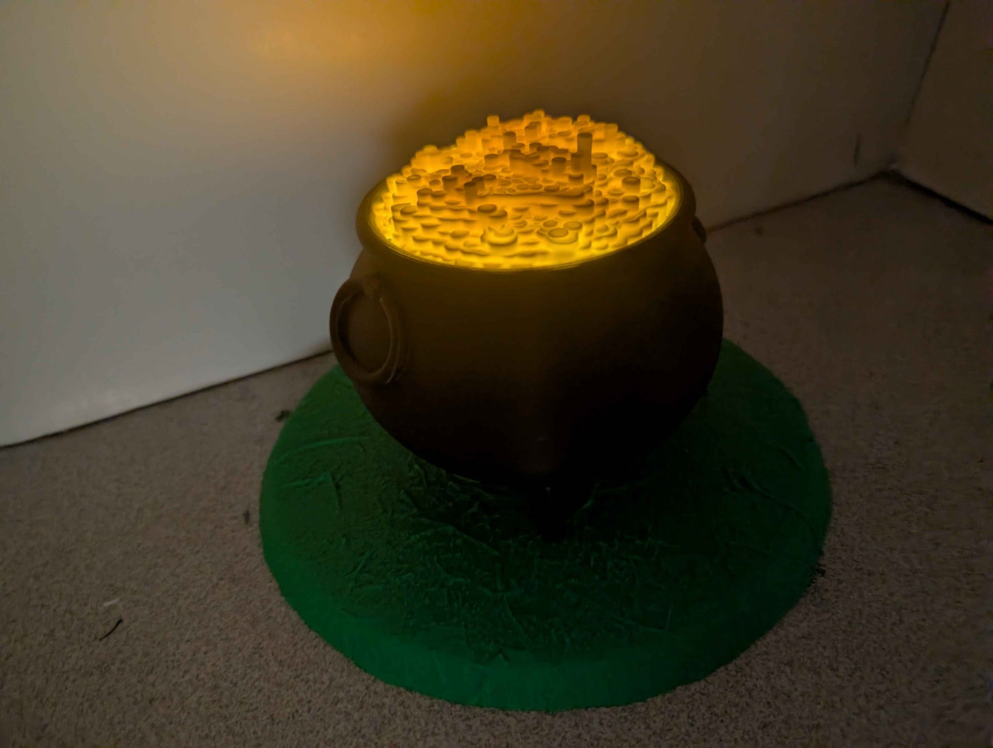 Pot of Gold Lamp, St. Patrick’s Day Night Light, Rainbow Lucky Decor