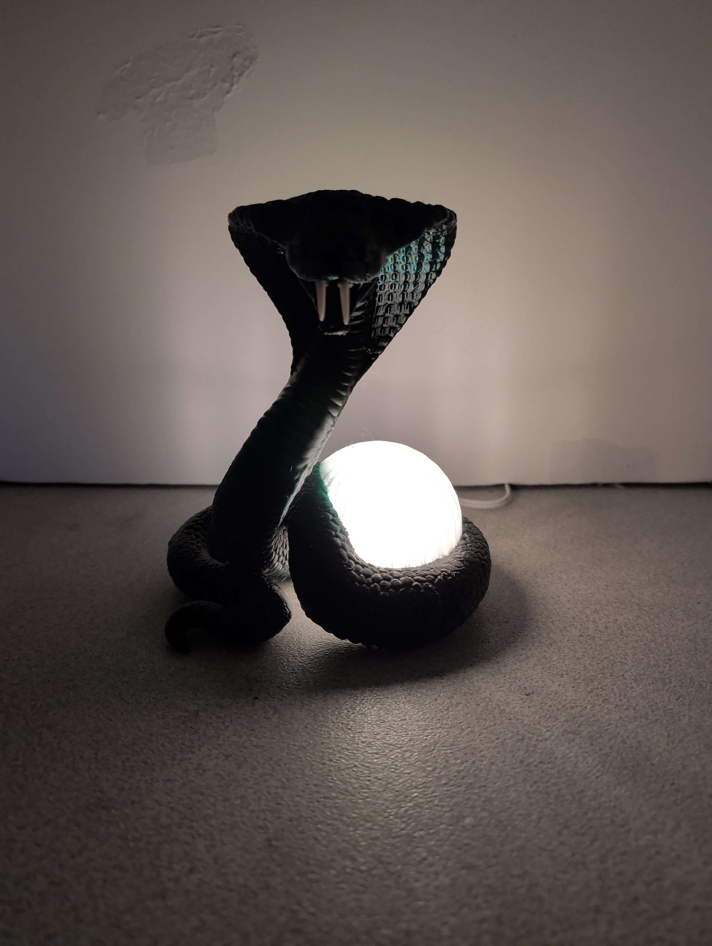 Coiled Snake Lamp, Night Light, with Illuminated Orb
