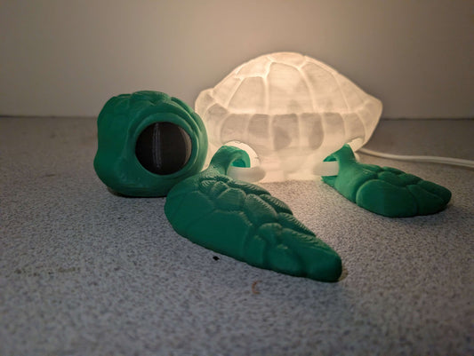 Sea Turtle Night Light, Lamp, Articulated, 3d Printed Desk Decor