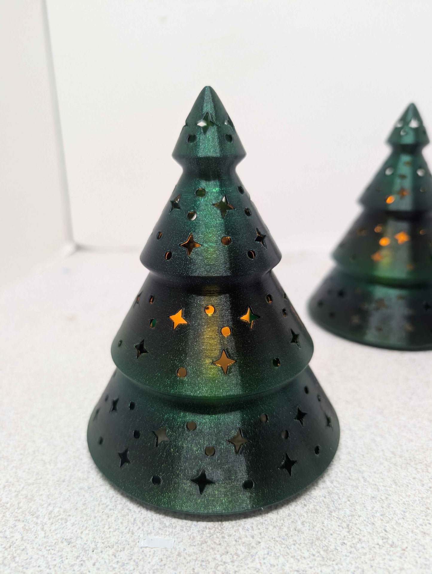 Cozy Glow Mini Christmas Tree — Star and Diamond Cutouts, Electric LED