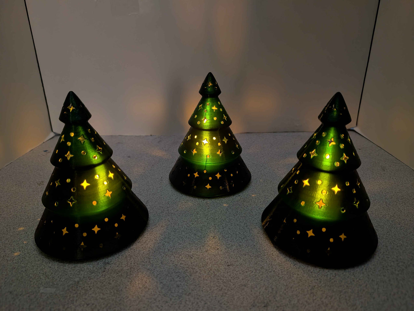 Cozy Glow Mini Christmas Tree — Star and Diamond Cutouts, Electric LED