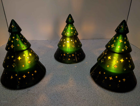 Cozy Glow Mini Christmas Tree — Star and Diamond Cutouts, Electric LED