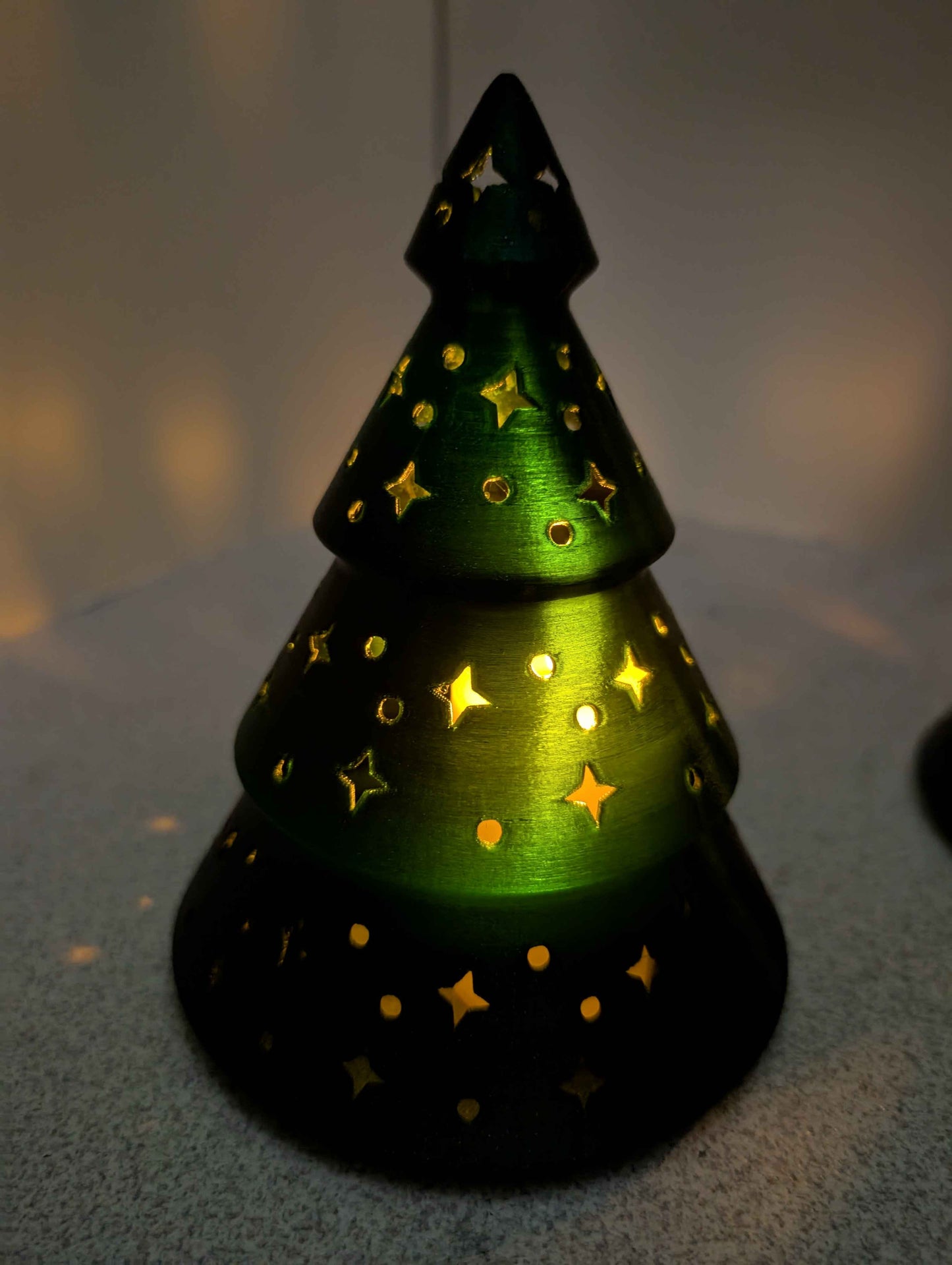 Cozy Glow Mini Christmas Tree — Star and Diamond Cutouts, Electric LED