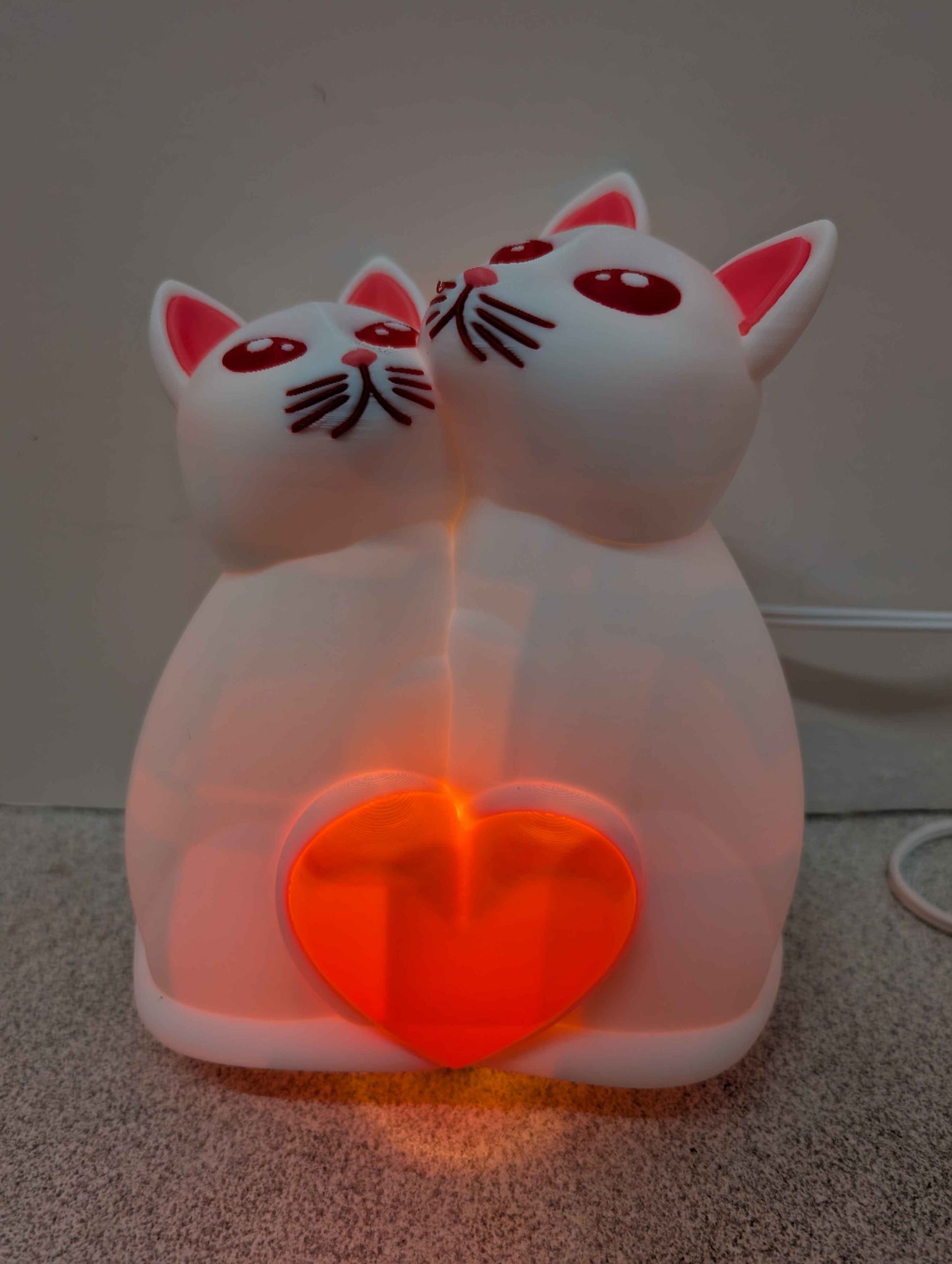 Cute Cat Valentine Night Light 💖 Cozy Kitty Glo
