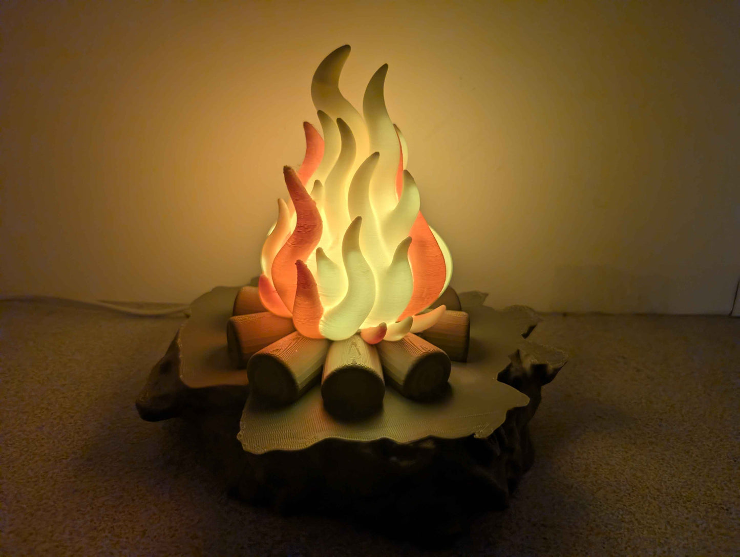 Camp Fire Night Light, 3D Printed Lamp, Camping and Rustic Decor