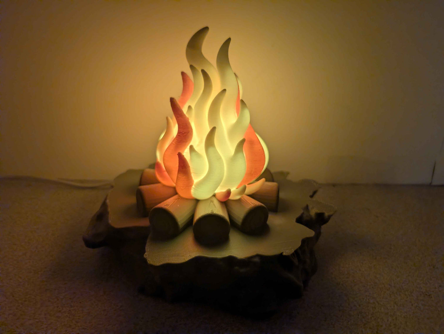 Camp Fire Night Light, 3D Printed Lamp, Camping and Rustic Decor