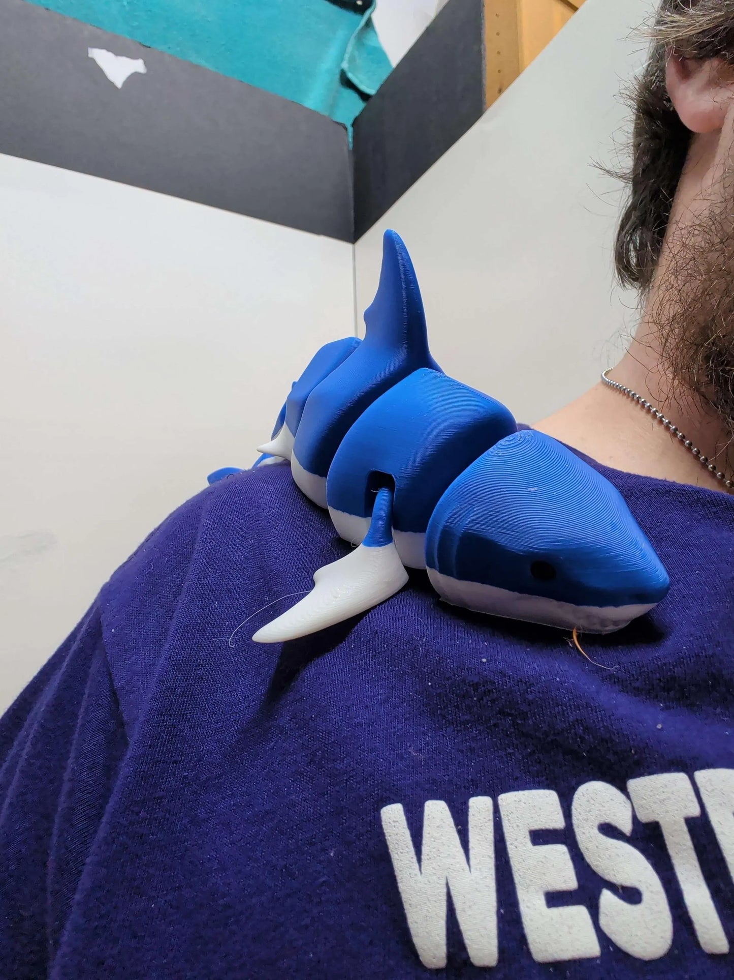 Great White Shark Articulated Toy, Poseable 3D Printed Shark, Fidget Desk Pet Gift