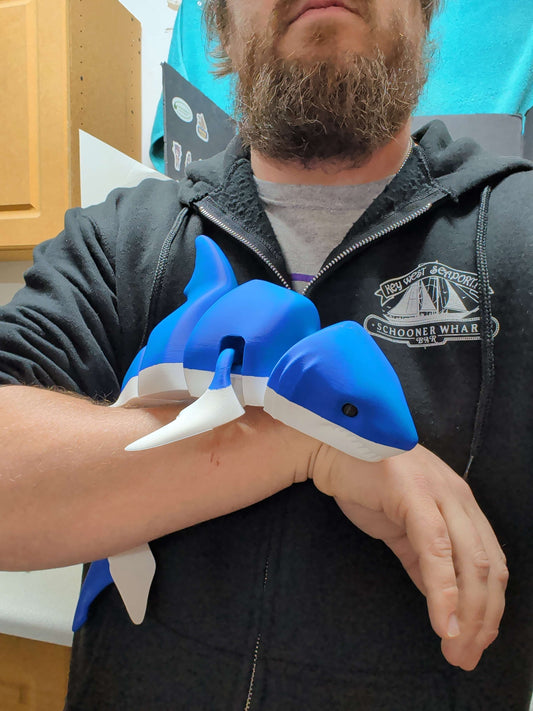 Great White Shark Articulated Toy, Poseable 3D Printed Shark, Fidget Desk Pet Gift